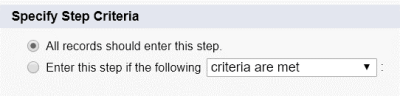 Screenshot: Specify Step Criteria