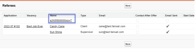 Screenshot: Candidate unique ID in the Referees list