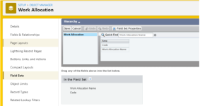 Screenshot: Hierarchy field set in the Work Allocation object