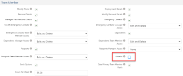 Screenshot: The Benefits policy setting