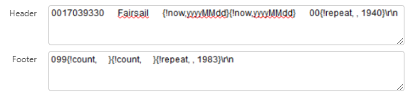 Example header and footer configuration