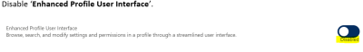 Screenshot: Disabling the Enhanced Profile User Interface