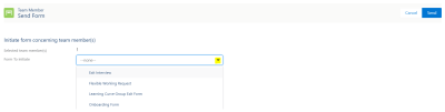Screenshot: Send Form page in the HR Manager portal