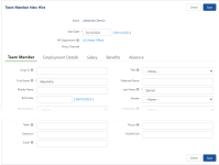 Screenshot: New Hire wizard, Team Member tab