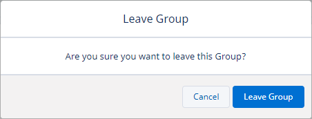 Screenshot of the Are You Sure message after selecting Leave Group