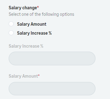 Screenshot: Field selector for choosing between Salary Amount and Salary Increase % fields