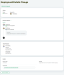 Screenshot: The details screen for an employment details change in People Management Workflow