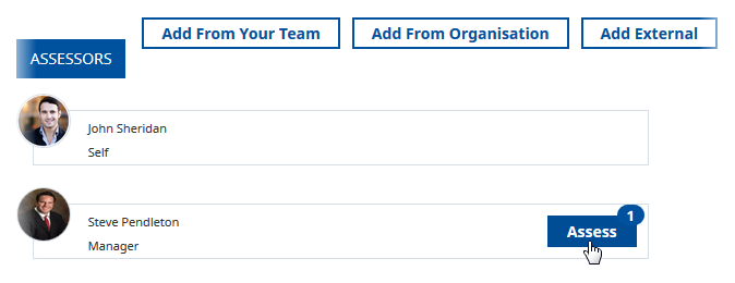 Screenshot: Assess button on the Competency Assessment detail page