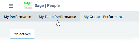 Screenshot: Selecting My Team Performance tab