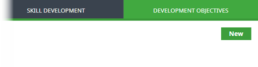 Screenshot: New button on the Development Objectives tab