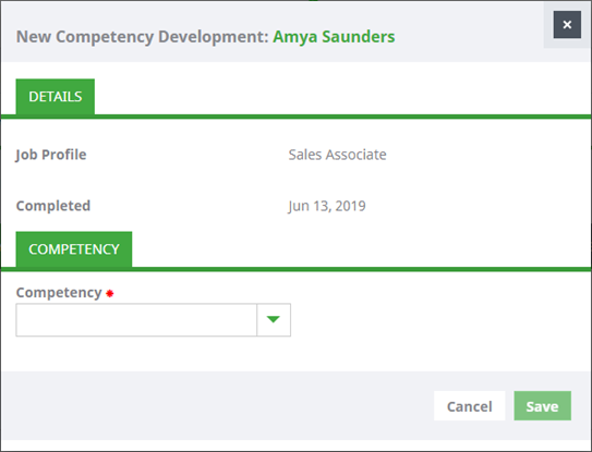 Screenshot: New Competency Development view