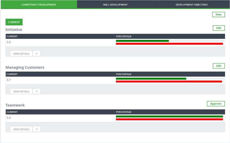 Screenshot: The Development Plan Detail view