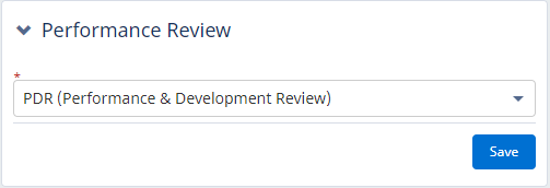 Screenshot: Picklist showing the name of the selected Performance Review Template