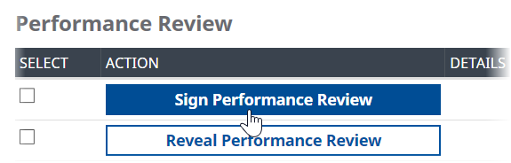 Screenshot: Sign Performance Review action for a Manager