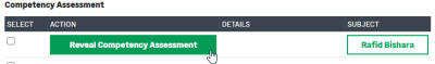 Screenshot: Reveal Competency Assessment action on the WX Actions page