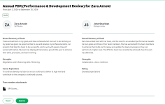 Screenshot: Approval screen for the approver of manager review