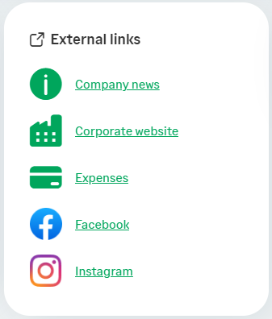 Screenshot: external links component