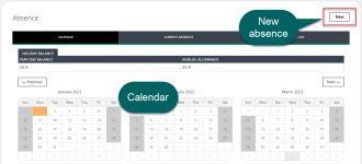 Screenshot: booking an absence using the absence calendar
