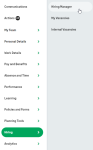 Screenshot: finding the Hiring Manager process in the navigation menu