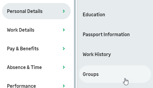 Screenshot: People Groups process in the menu