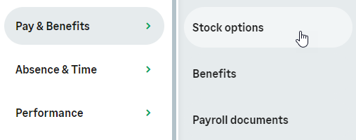 Screenshot: Selecting the service hosting the Stock Options process from WX menu