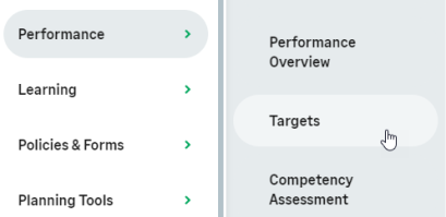 Screenshot: A badge next to the Targets WX process inside Performance WX service in the Navigation menu