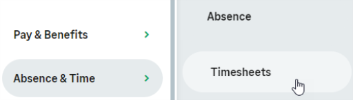 Screenshot: Selecting the service hosting the Timesheets process