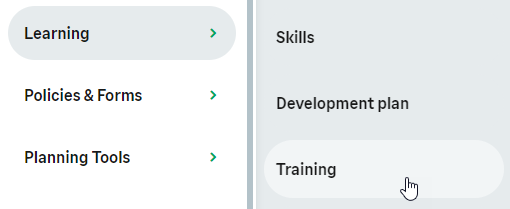 Screenshot: Selecting the Service hosting the Training process from the WX menu