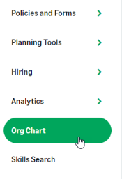 Screenshot: org chart item in the navigation menu