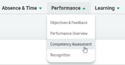 Screenshot: Selecting the Competency Assessment process from the hosting Service