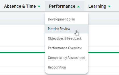 Screenshot: Selecting the Service hosting Metrics Review