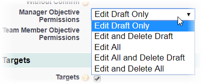 Manager Objective Permissions picklist on the Policy page