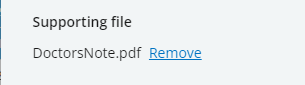 Screenshot: Supporting file displays its file name and Remove button