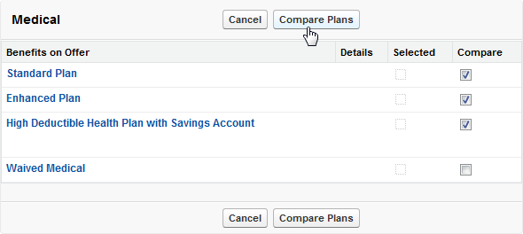 Screenshot: Selecting Compare Plans