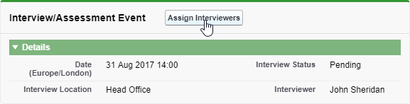 Screenshot: Selecting Assign Interviewers button