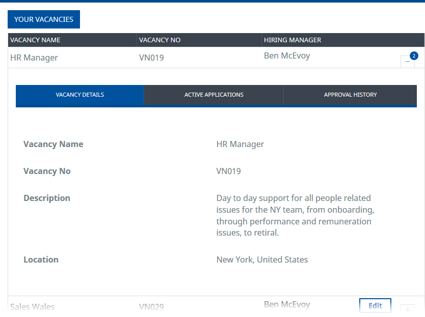 Screenshot: Vacancy details page