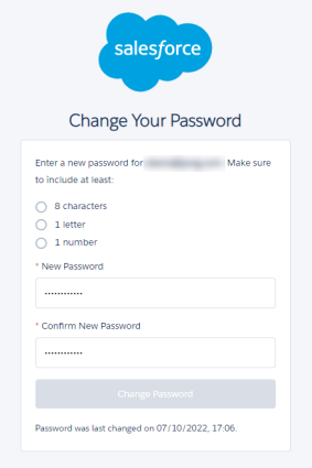 Screenshot: Change Password page